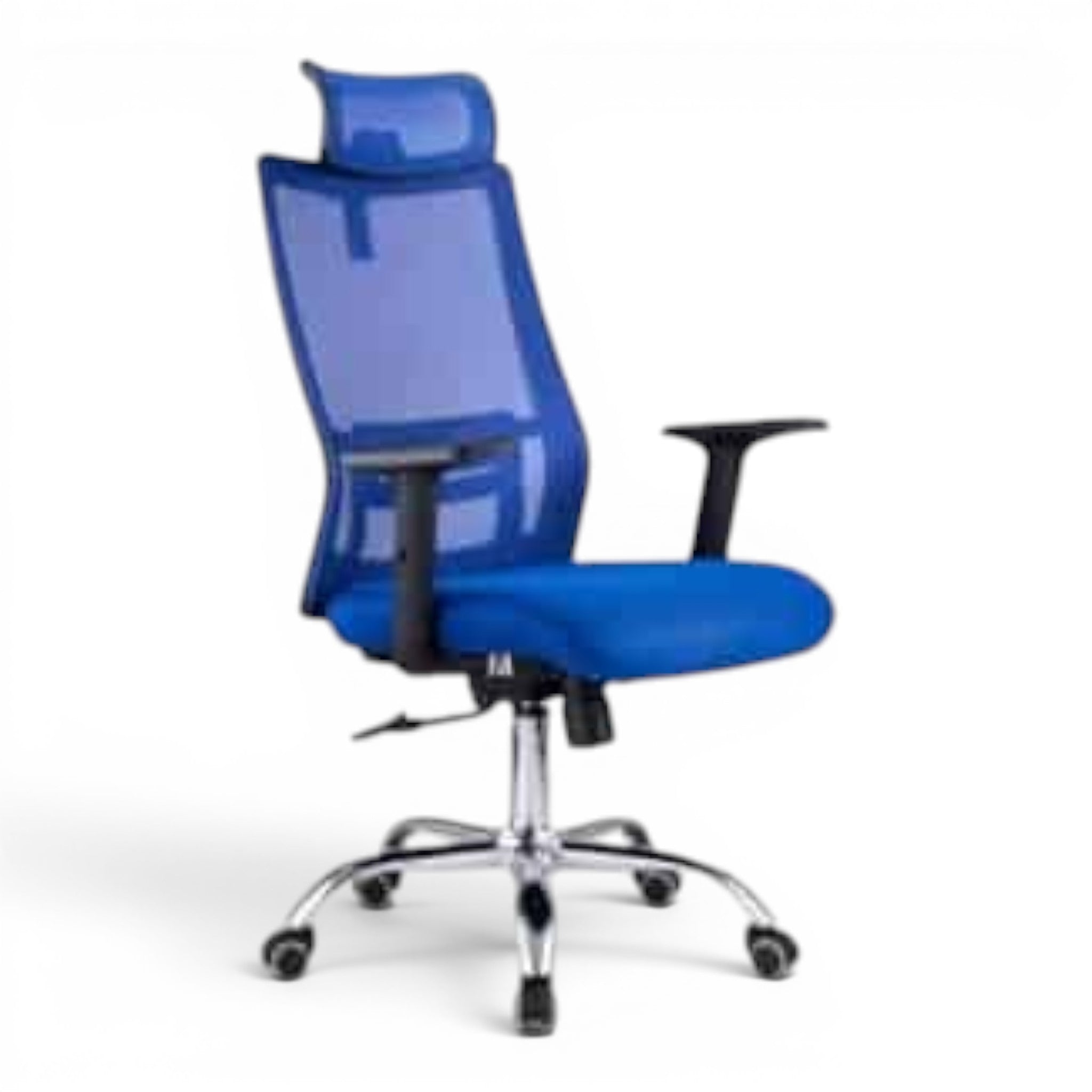 Blue Ergonomic Mesh Office Chair with Headrest – Adjustable Comfortable Desk Chair
