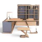 Light Brown And Grey Wood Desk Modern Workspaces - Elhelow Style office furniture, image 2