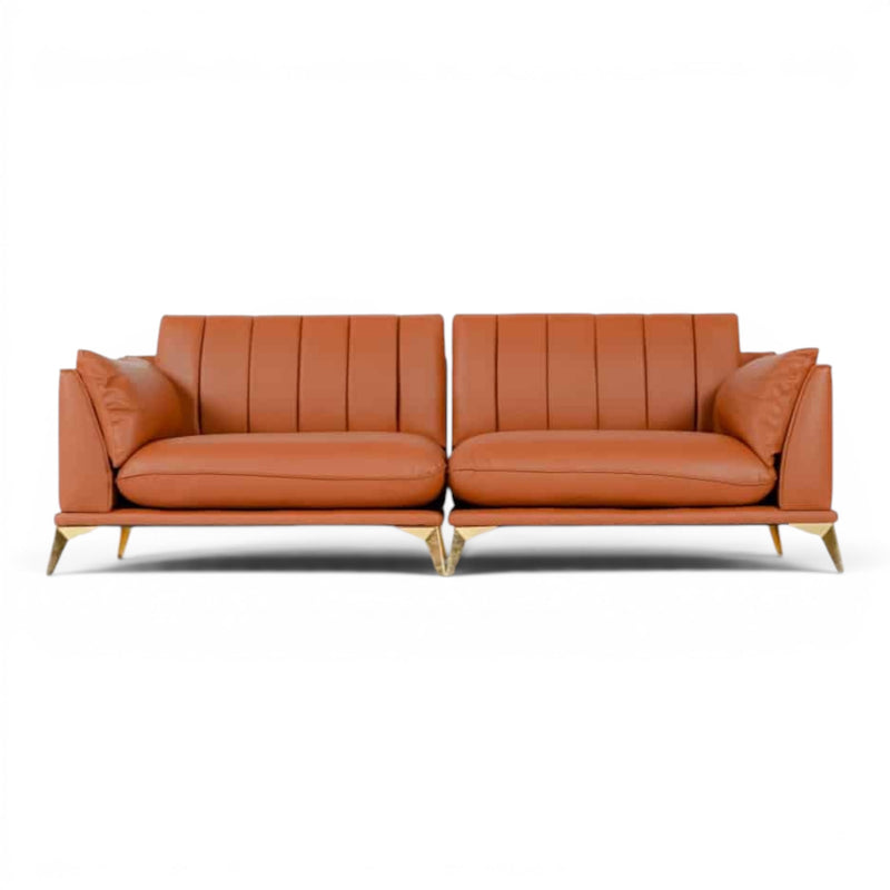 3-seater brown leather sofa - Elhelow Style office furniture, image 1
