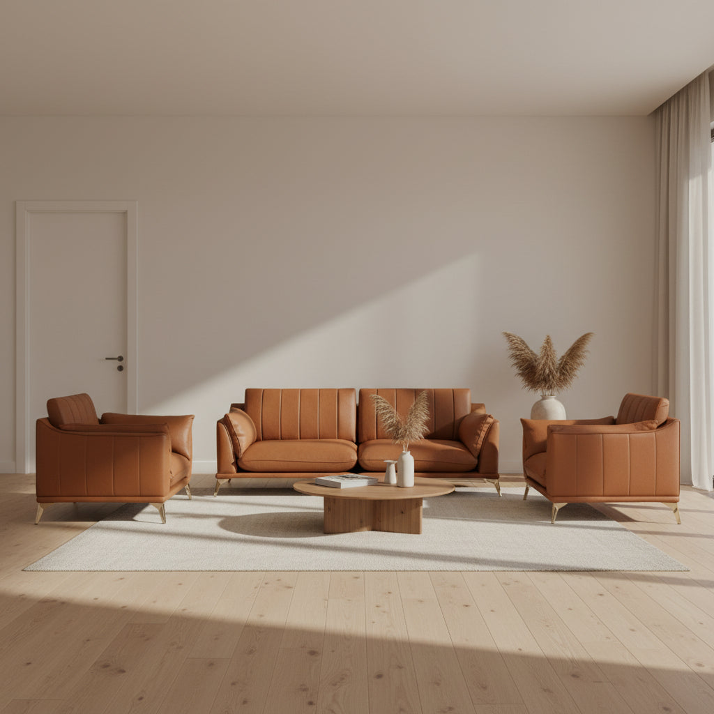 3-seater brown leather sofa - Elhelow Style office furniture, image 2
