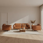 3-seater brown leather sofa - Elhelow Style office furniture, image 2