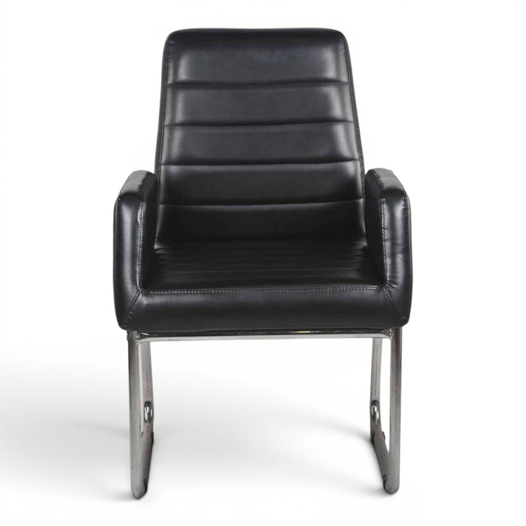 Black Leather Waiting Chair - Elhelow Style office furniture, image 1