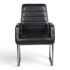Black Leather Waiting Chair - Elhelow Style office furniture, image 1