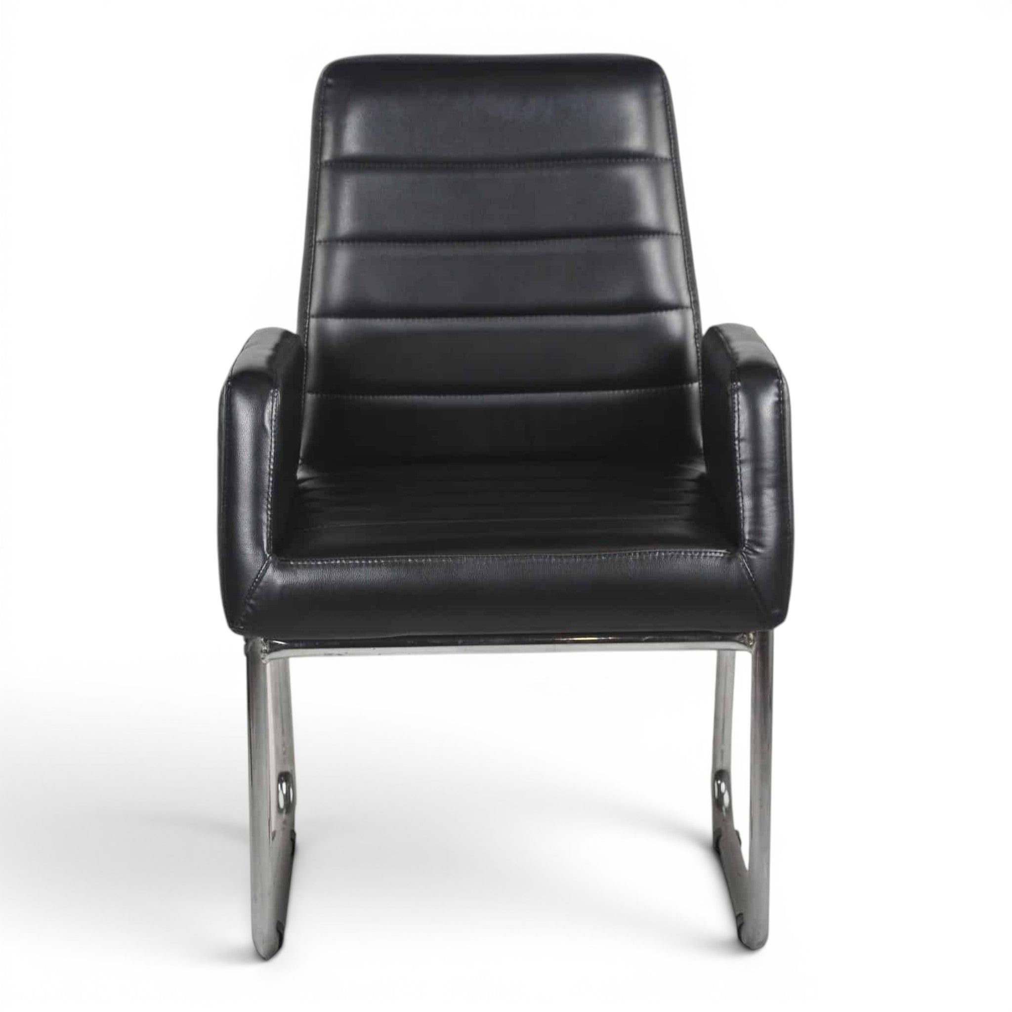 Black Leather Waiting Chair - Elhelow Style office furniture, image 1