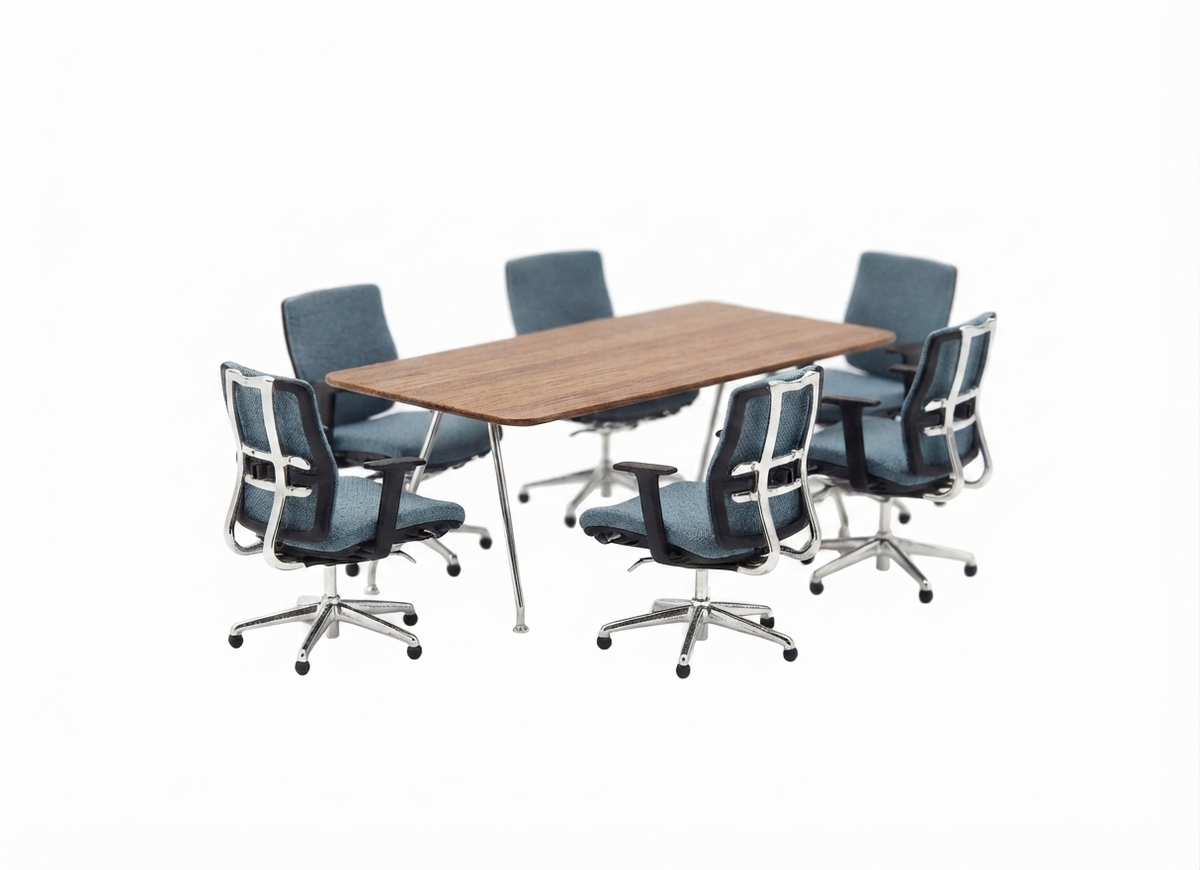 Long Meeting Table with Arranged Chairs | Flexible Conference Set - Elhelow Style office furniture, image 1
