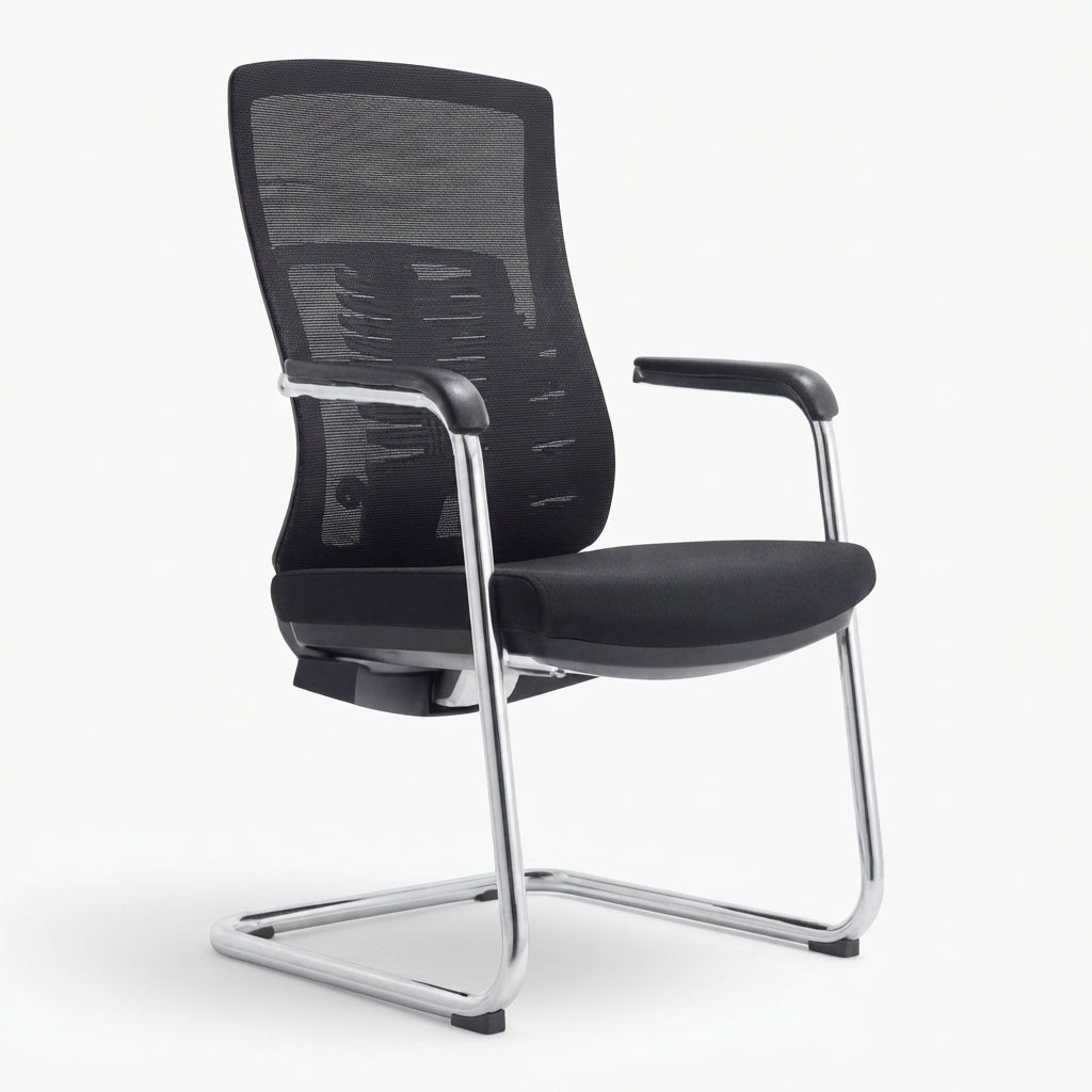 Waiting Chair with Polished Aluminum Legs and Nylon Mesh Back