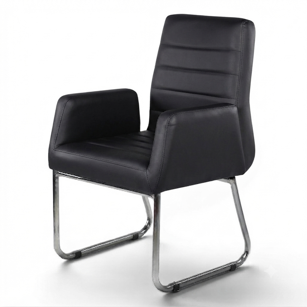 Black Leather Waiting Chair | Premium Office Reception Seating - Elhelow Style office furniture, image 5