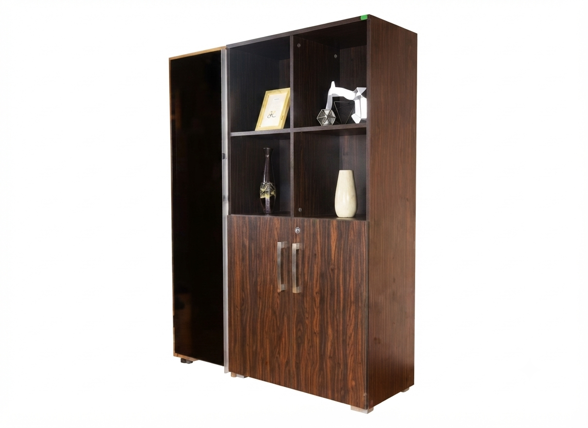 Best Glass Doors Bookshelf with Lockable Cabinet