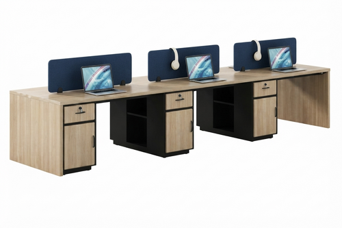 6-Person Workstation Desk And 6 Cluster