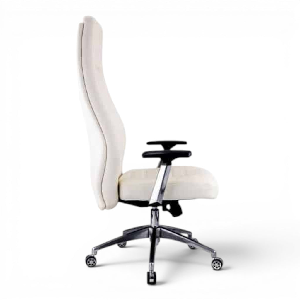 Best White Leather Luxury Chair - Elhelow Style office furniture, image 3