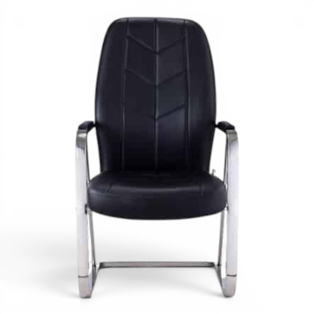 اكتشف أناقة كرسي الانتظار الجلدي الأسود - Elegant Waiting Black Leather Chair - Elhelow Style office furniture, image 1