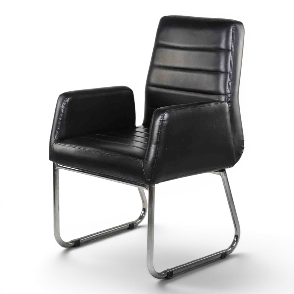 Black Leather Waiting Chair - Elhelow Style office furniture, image 2