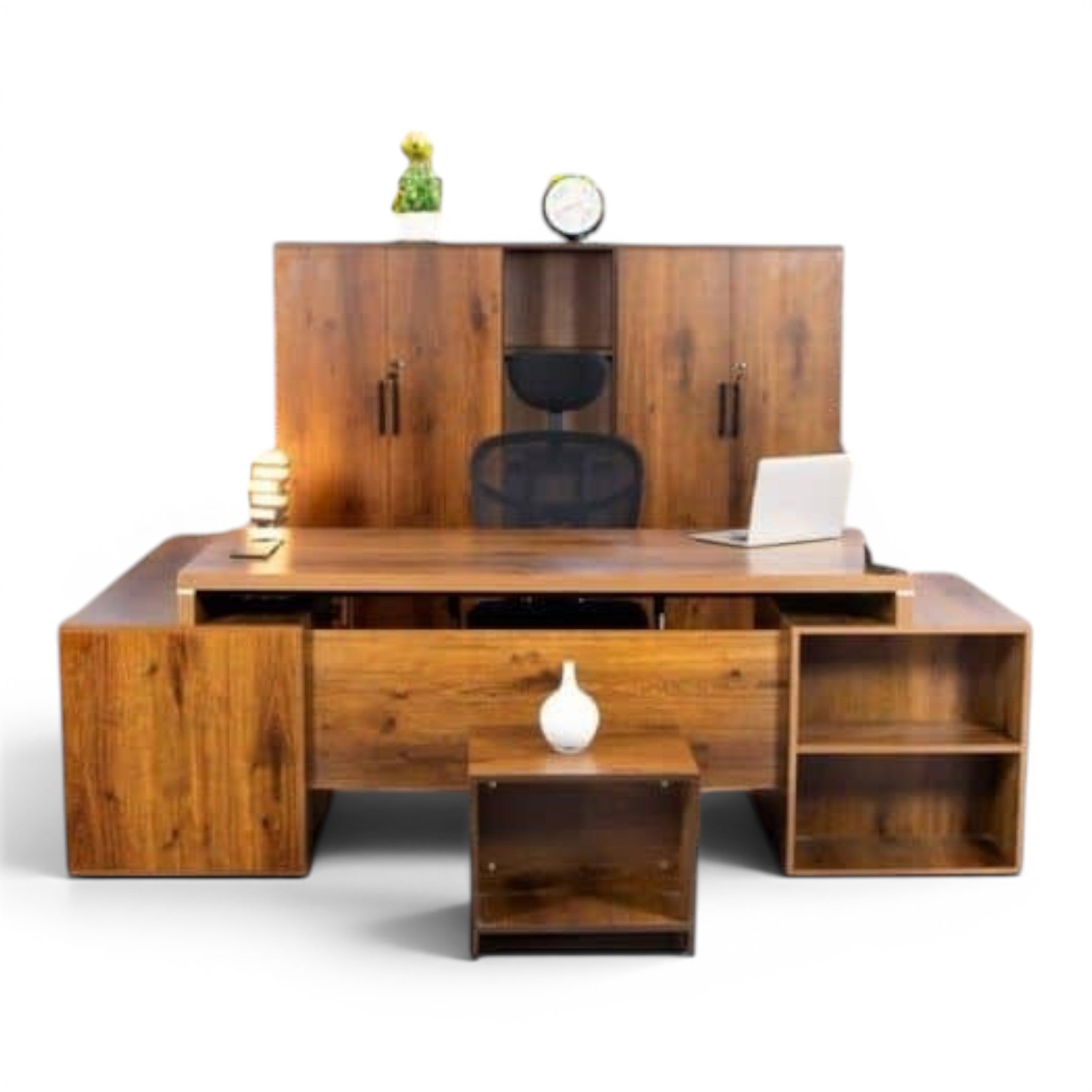 Brown Wood Manager Desk With Drawer - Elhelow Style office furniture, image 1