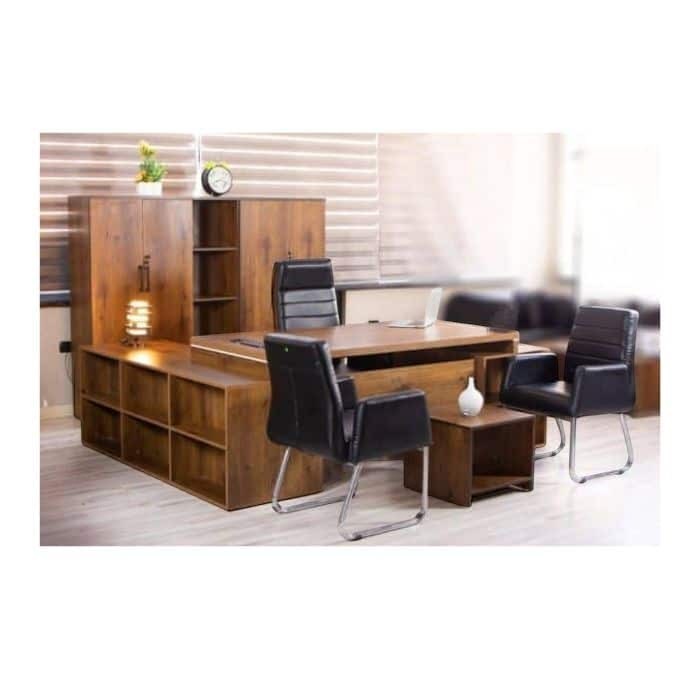 Brown Wood Manager Desk With Drawer - Elhelow Style office furniture, image 3