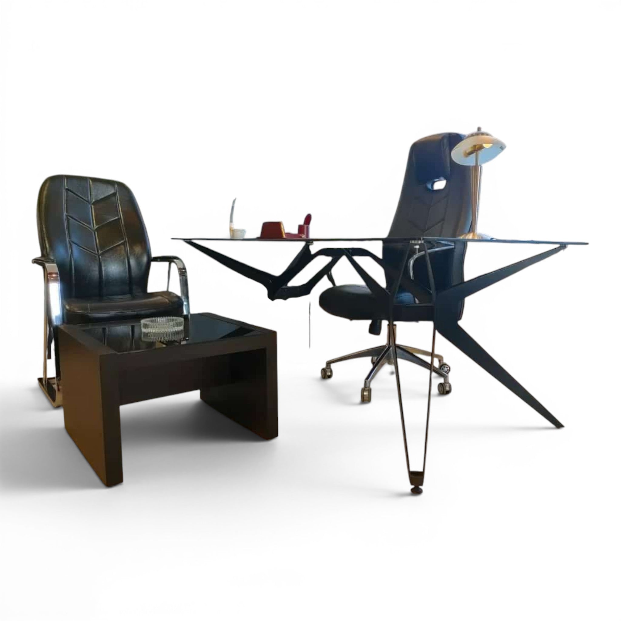Spider Executive Desk Modern Glass & Metal Office Table - Elhelow Style office furniture, image 3