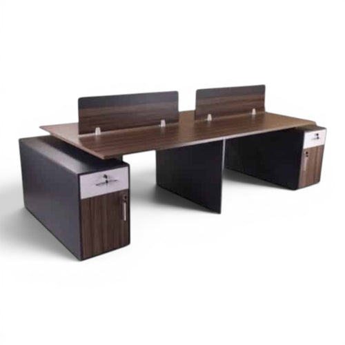 4-Person Workstation Desk And 4 Cluster - Elhelow Style office furniture, image 1