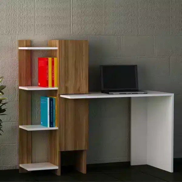 Desk With Side Bookshelf