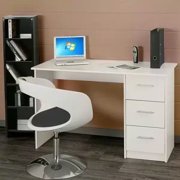 مكتب دراسة أبيض مع كرسي-White Study Desk With Chair 50×120 CM