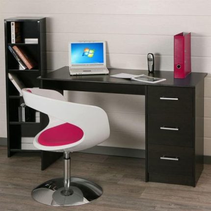 مكتب دراسة أسود مع كرسي-Black Study Desk with Chair