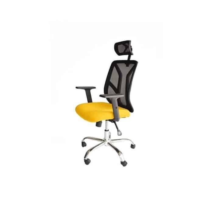 كرسي أصفر قابل للتعديل مع مسند للرأس