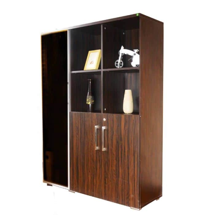 Cabinet MDF cabinet that has dark wooden texture