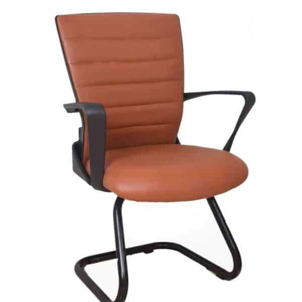 Fixed leather chair with a simple and strong design