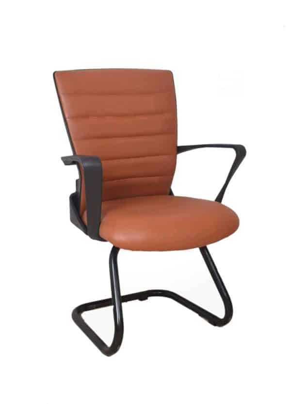 Fixed leather chair with a simple and strong design