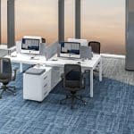 4-Person White Office Workstation