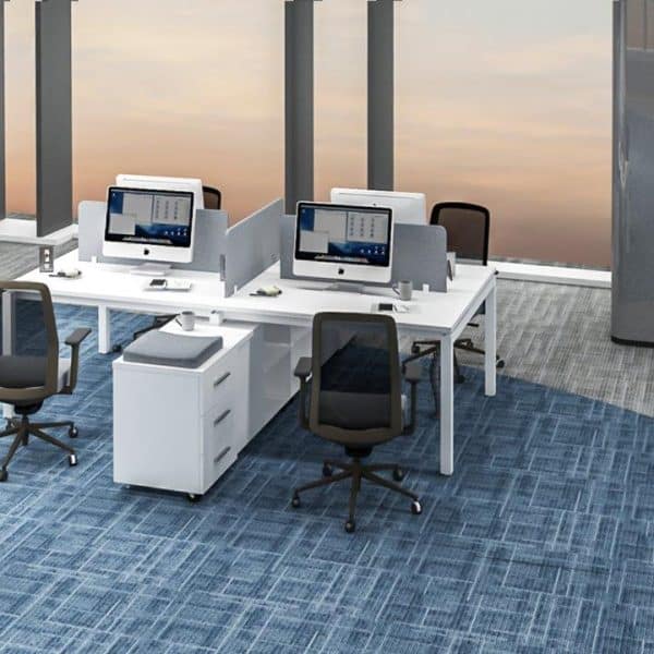 4-Person White Office Workstation