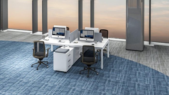 4-Person White Office Workstation