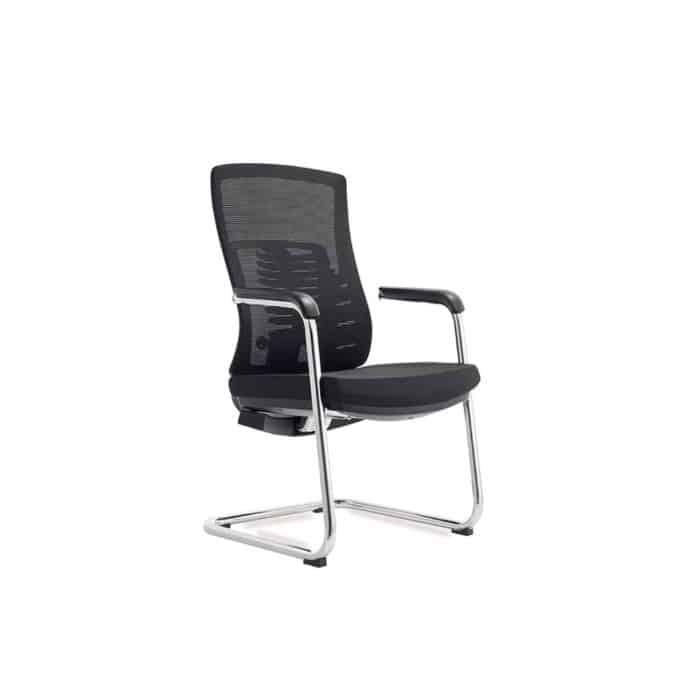 Waiting Chair with Polished Aluminum Legs and Nylon Mesh Back