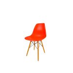 Plastic kids chair with wood legs