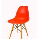 Plastic kids chair with wood legs
