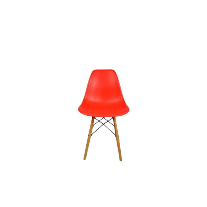 Plastic kids chair with wood legs