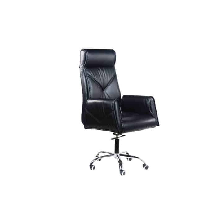 كرسي مدير مودرن جلد أسود-Modern Manager Chair