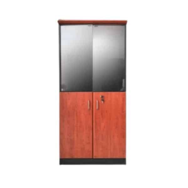 Glass Doors Bookshelf with Lockable Cabinet-دولاب مكتبي بأبواب زجاجية