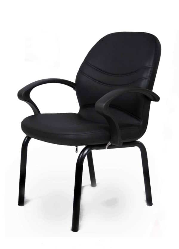 Black leather simple office waiting chair