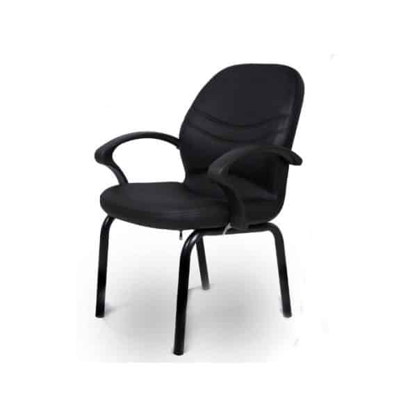 Black leather simple office waiting chair