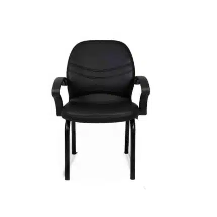 Black leather simple office waiting chair