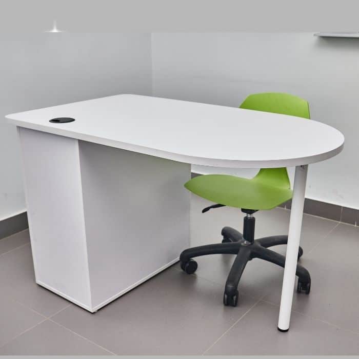 Children's White Study Desk and Ergonomic Green Chair