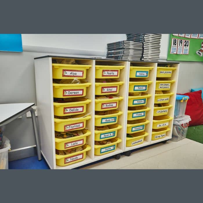 Classroom Storage Bins with Personalized Labels