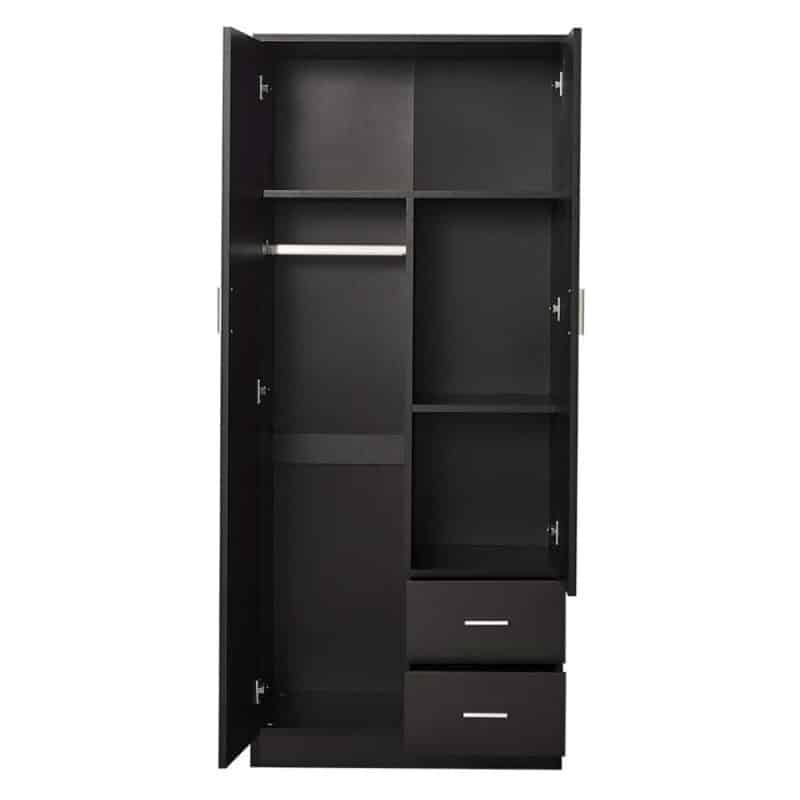 Black wardrobe closet with drawers