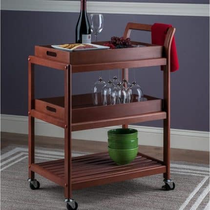 Wooden serving cart